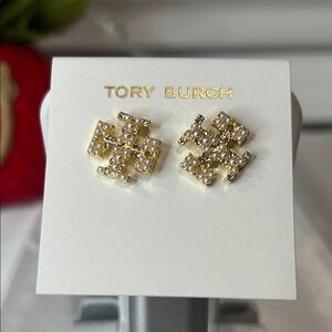 Brand new Tory Burch gold big T studs